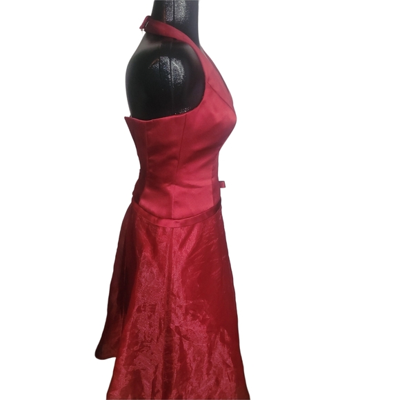 After Six Scarlet Red Halter Prom Formal Dress 0 - Picture 4 of 7